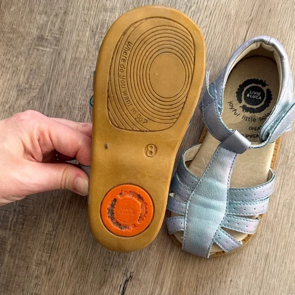 Livie & Luca Kids Sandals - Light Blue and White - Picture 4 of 5